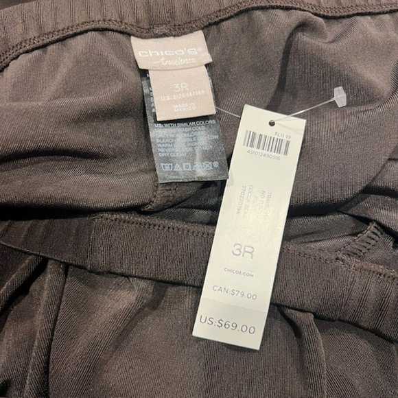 Chico's Travelers NWT Brown Pull On Pants Size XL - Picture 9 of 9